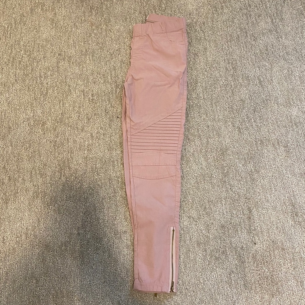 Blush pink moto pants